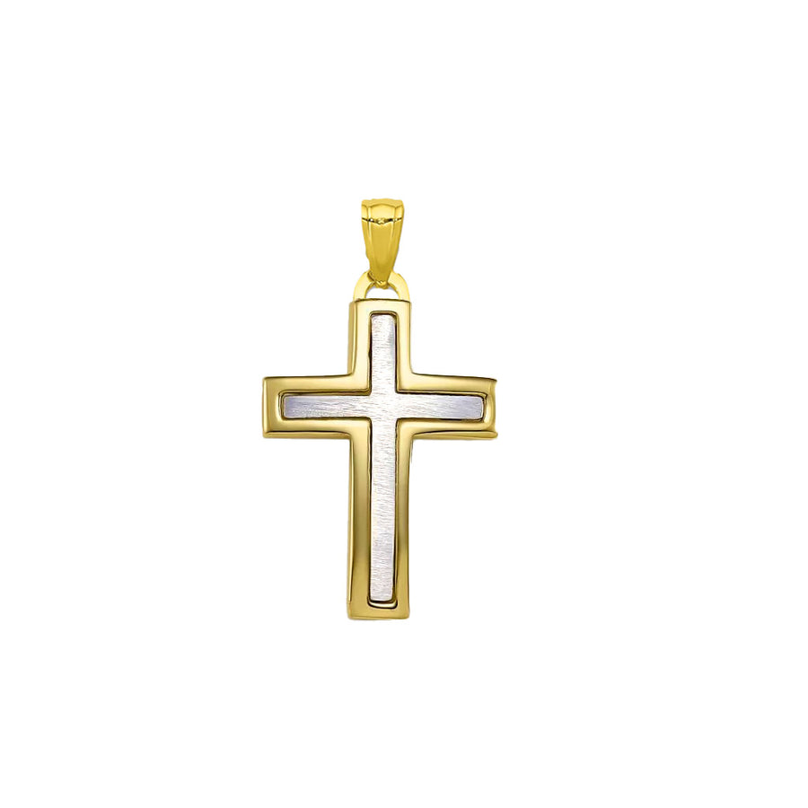 18k 2T Cross Pendant 21.32mm x 15.20mm