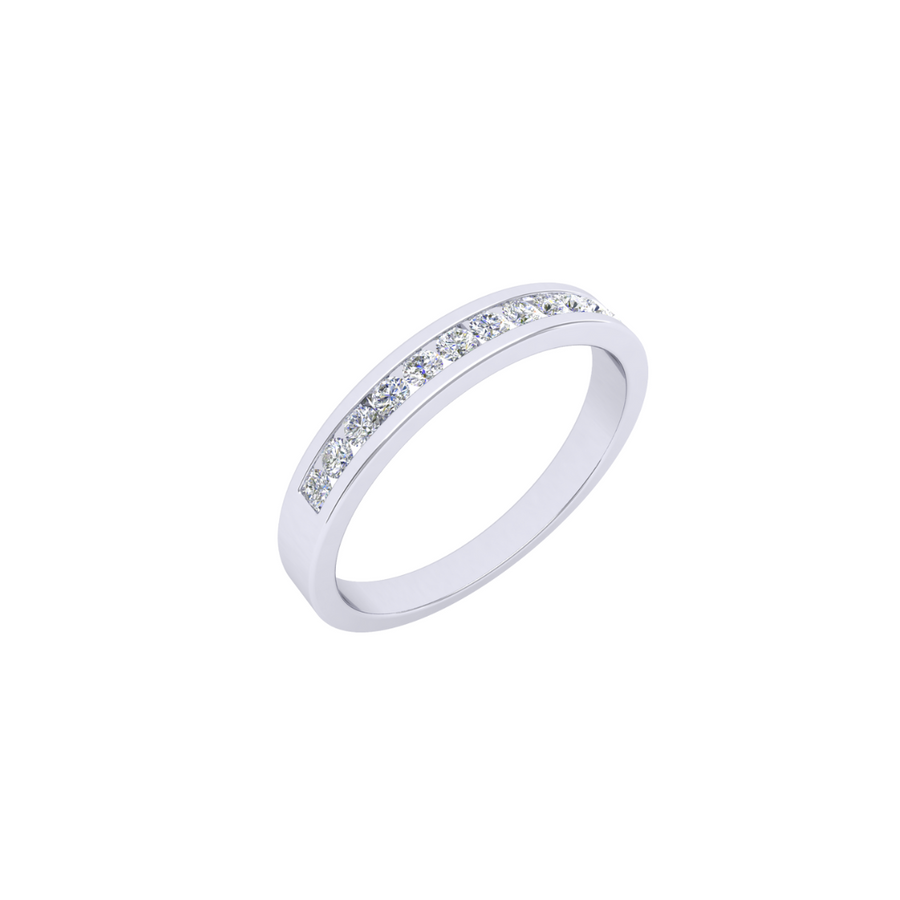 18k WG Band with Brilliant Cut Diamonds 12D = 0.25ct  Size M.