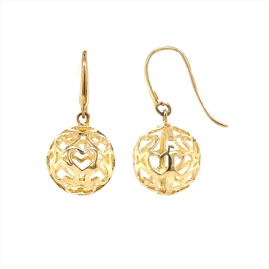 9k YG Fancy Ball Drop Shepherd Hook Earrings 10mm