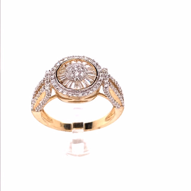 9k 2T Diamond Cluster Ring set with 139D=0.66ct Size M