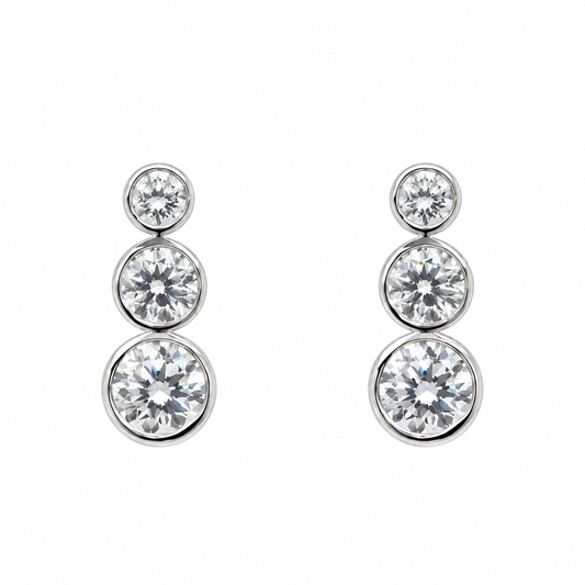 9k WG 1.87ct Lab Diamond Drop Studs Earrings