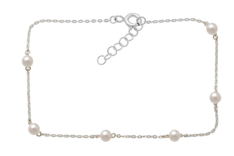 9k WG Pearl Oval Link Bracelet 19cm incl. 2cm adjustable links