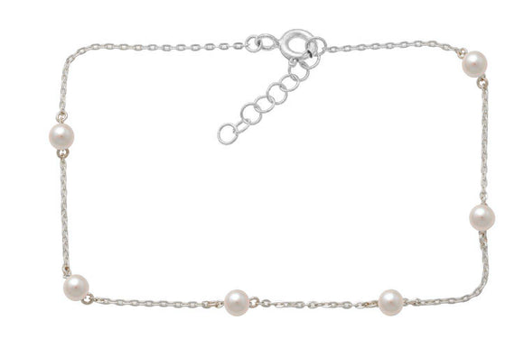 9k WG Pearl Oval Link Bracelet 19cm