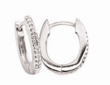 WG Diamond Oval Huggie Earrings 9x7.5mm