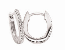 9k WG Diamond Oval Huggie Earrings 9x7.5mm Diameter. Grain set with 24D=0.08ct 2.3mm Wide