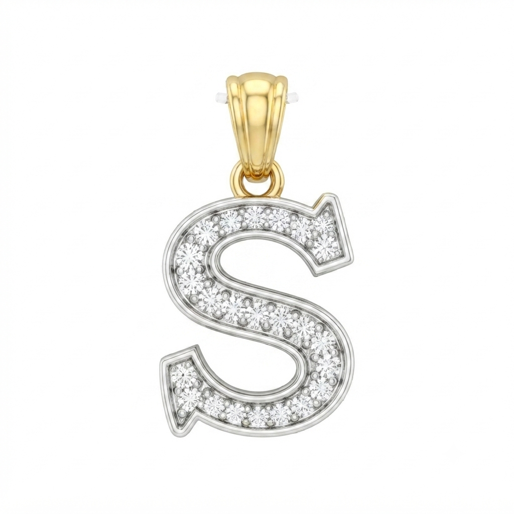 Diamond Block Letter Pendant S (4D = 0.065ct 10mm)