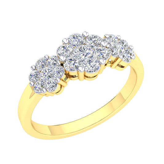 9k 2T Trilogy Diamond Ring 21D = 0.55ct. Size I