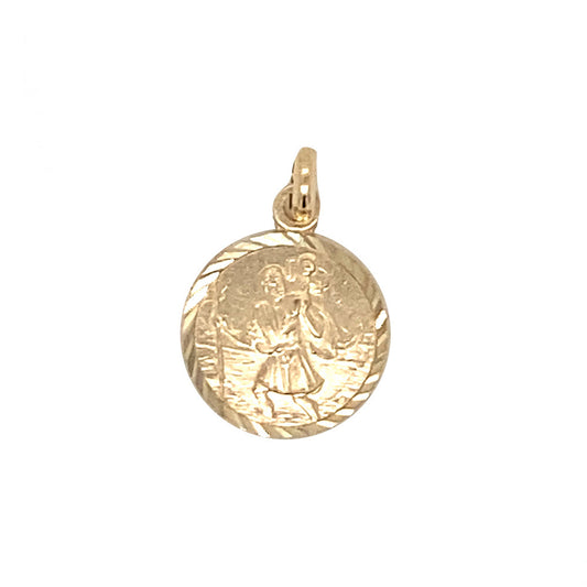 9k YG St Christopher Pendant 10mm Wide