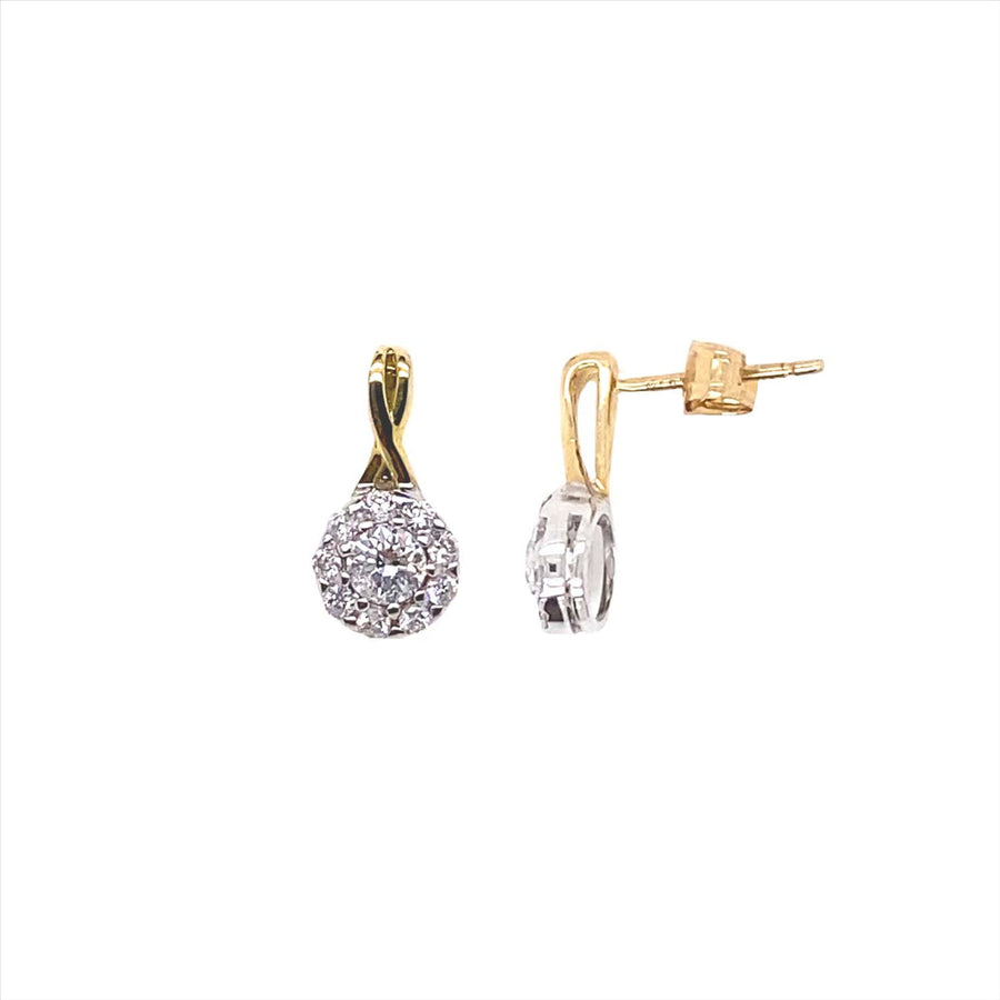 9k 2T Diamond Cluster Dress Stud Earrings 20D=0.70ct