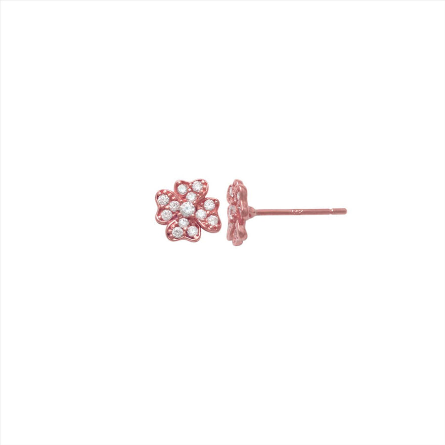 9k RG CZ Flower Stud Earrings 6.3mm