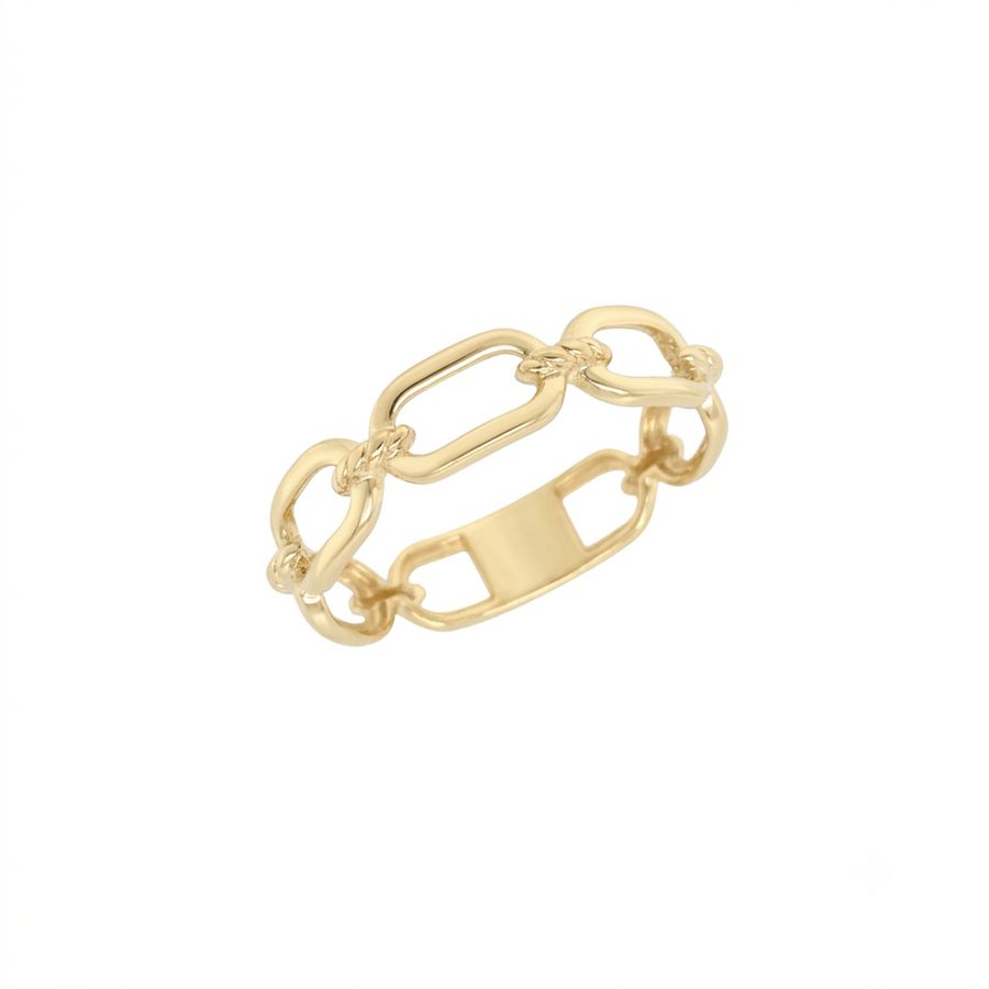 9k YG Chain Link Gold Ring. 5mm. Size M