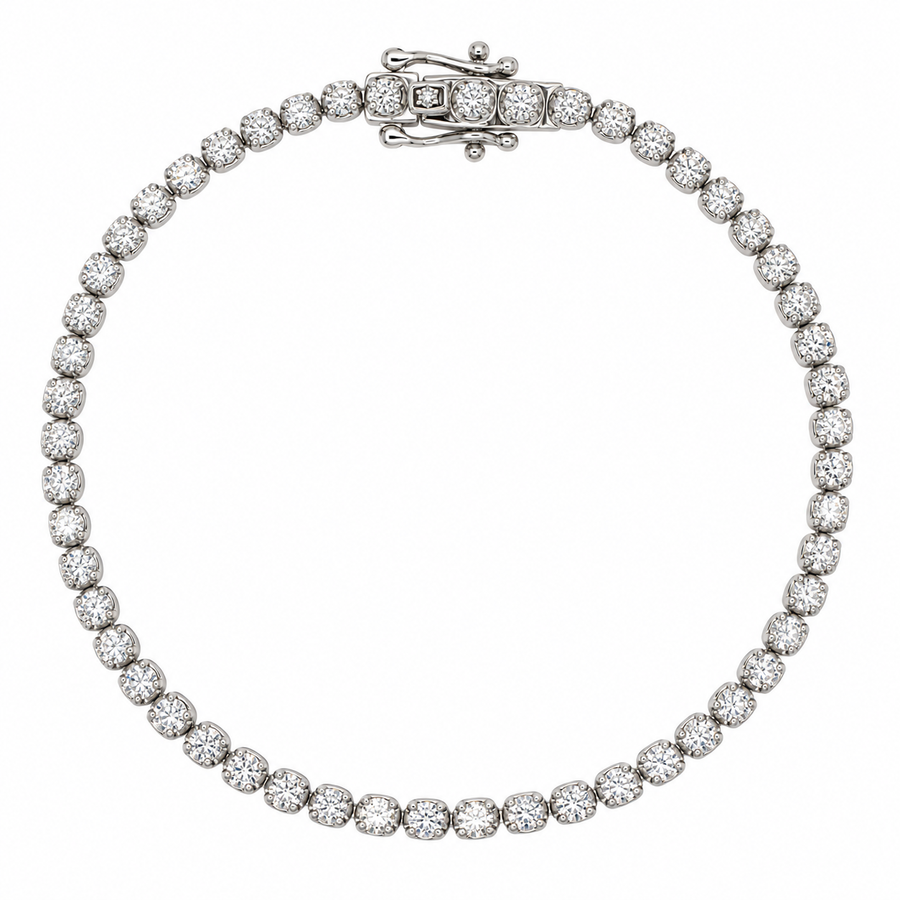 9k WG Lab Diamond Crown Set Tennis Bracelet 3mm wide 18cm. 55D Approx 2.5ct. Approx 7.9g