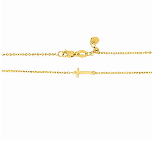 9k YG Diamond Cut Trace Chain 1.1mm Wide with Letter T (6.5x4.5mm) 45cm with Adjustable Finding