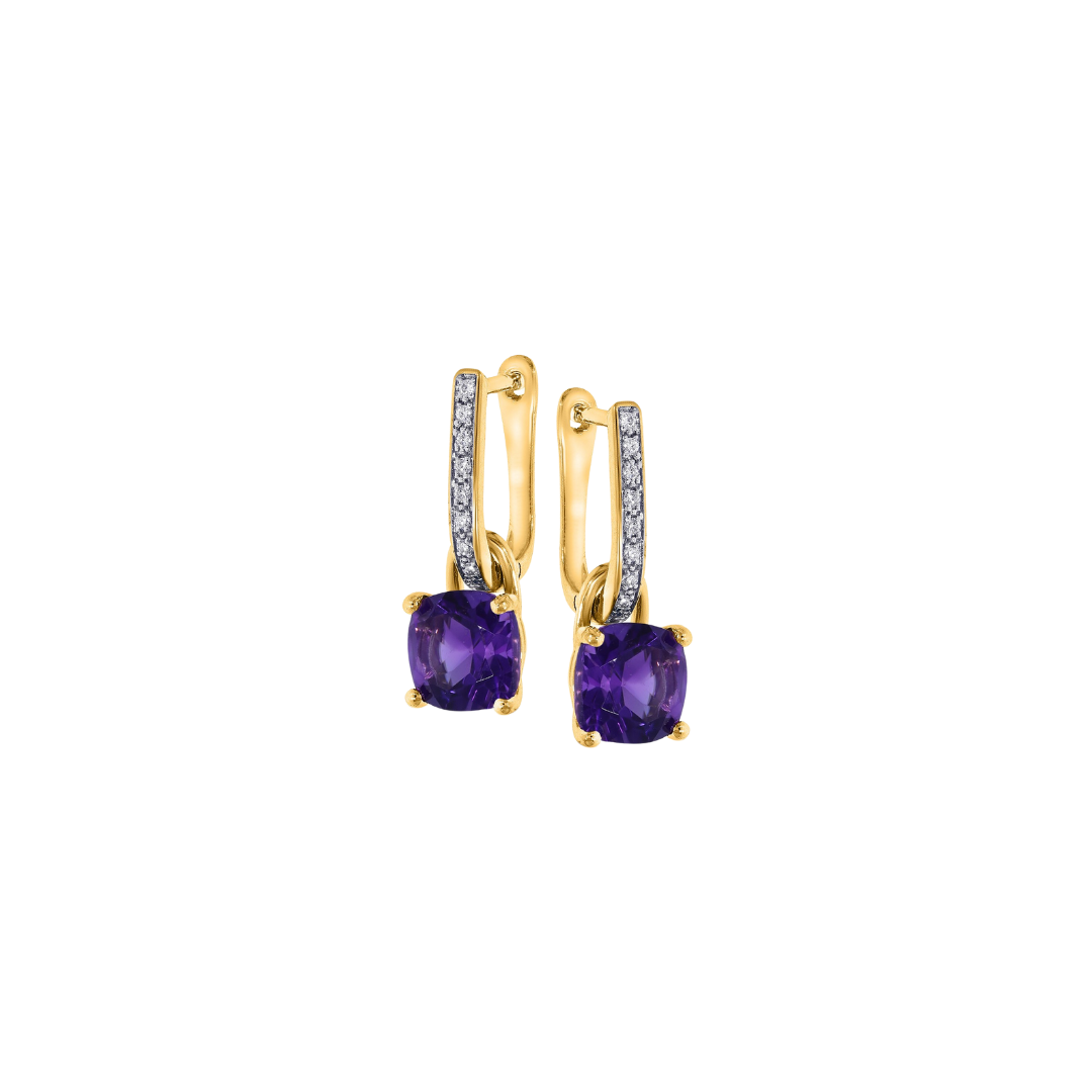 9k Diamond Huggie Amethyst Charm