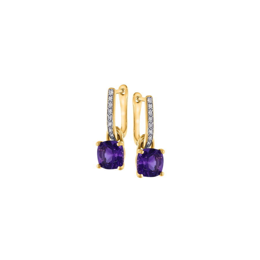 9k Diamond Huggie Amethyst Charm