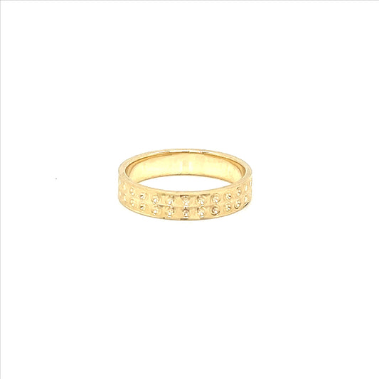 YG Flat Band Patterned Ring