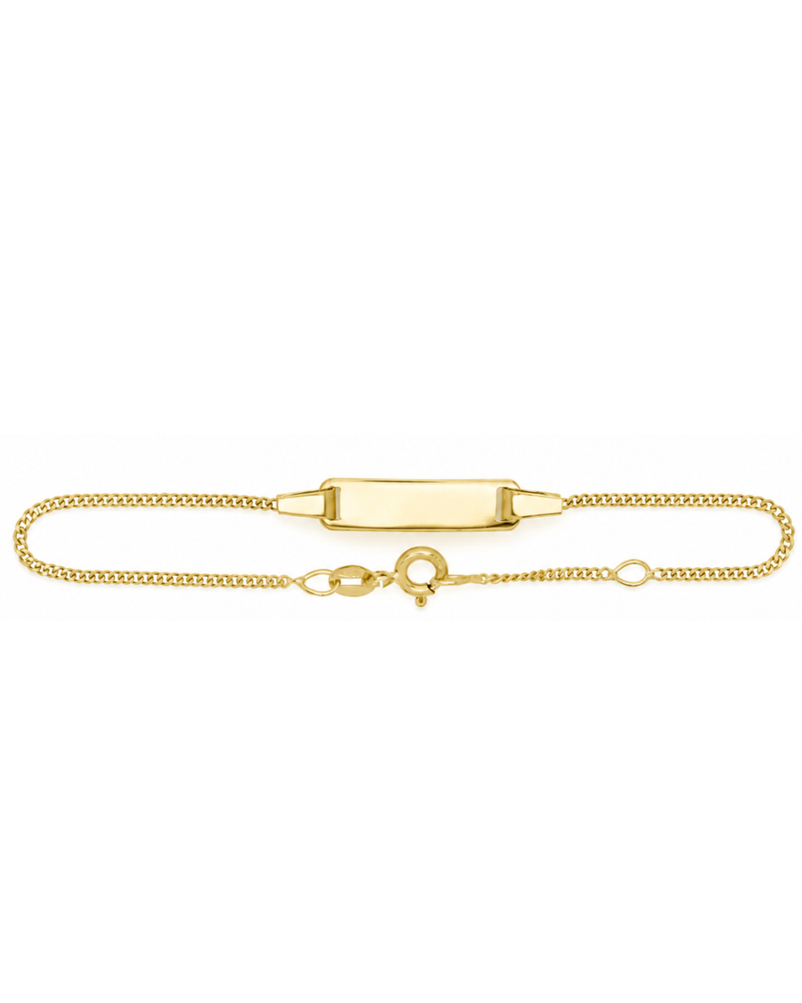 18k YG Italian Solid Curb ID Bracelet 1.4mm wide 17cm O-Ring at 15cm Approx 2.35g