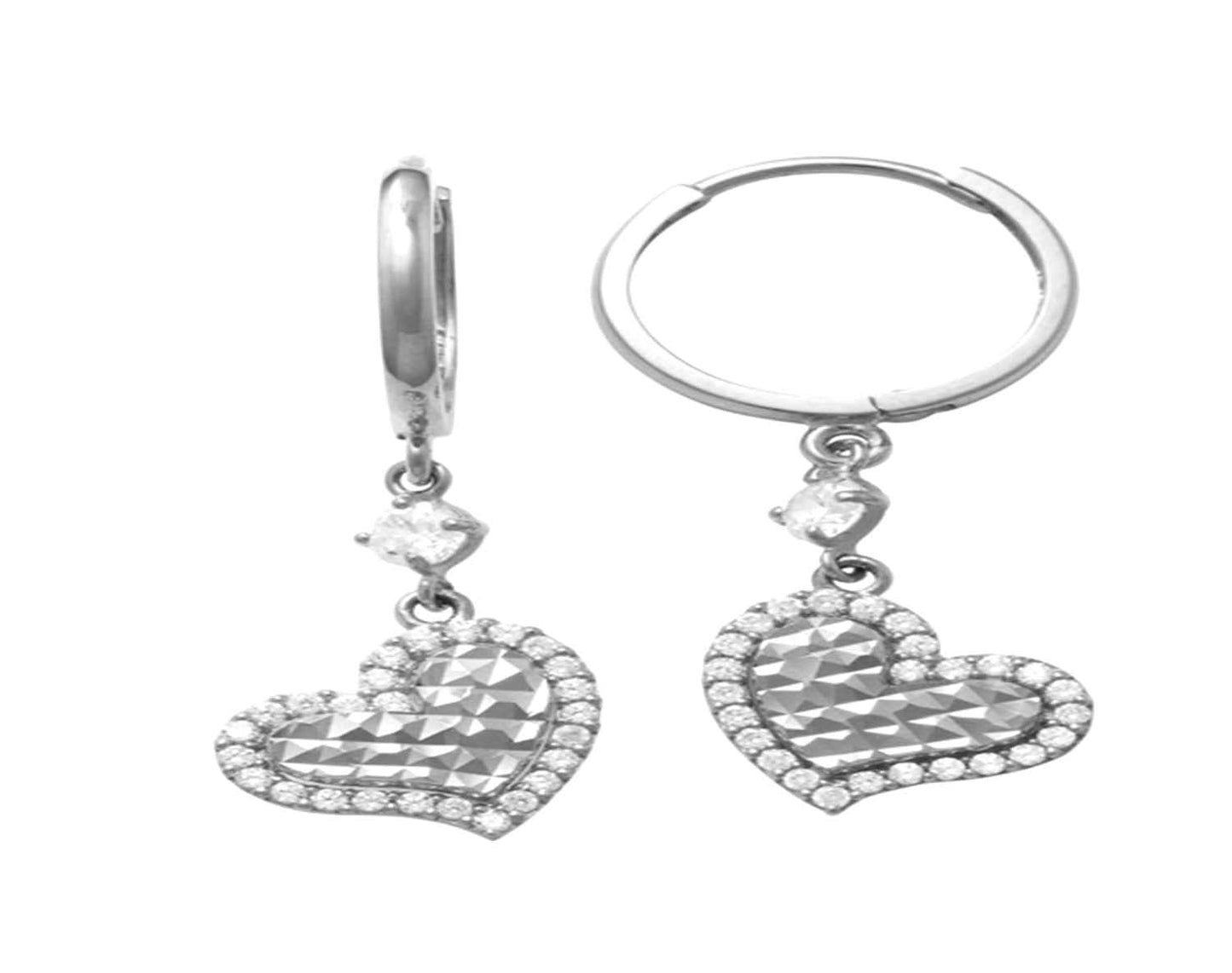 9k WG CZ Round Huggie Earrings 1.5mm Wide