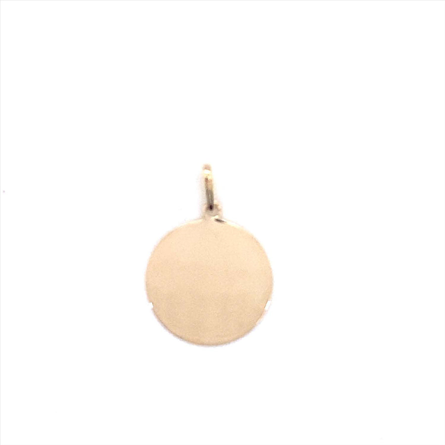 9k YG Polished Circle Pendant (engravable) 15mm