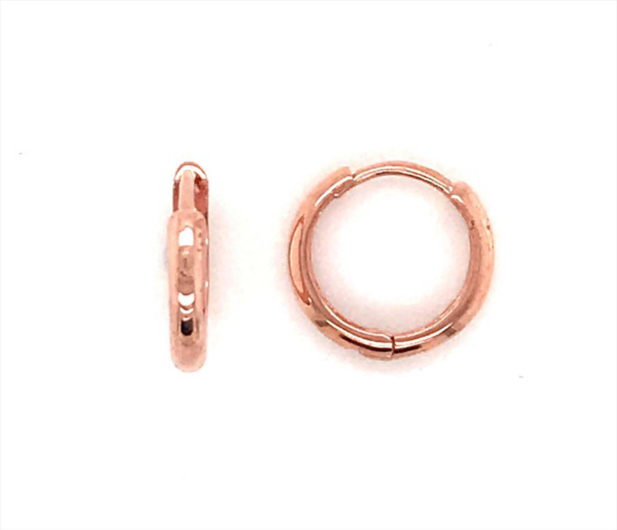 9k RG Round Huggie Earrings 8mm Diameter, 2mm Wide