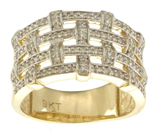 9k YG Diamond Ring 13mm wide 118D=0.44ct