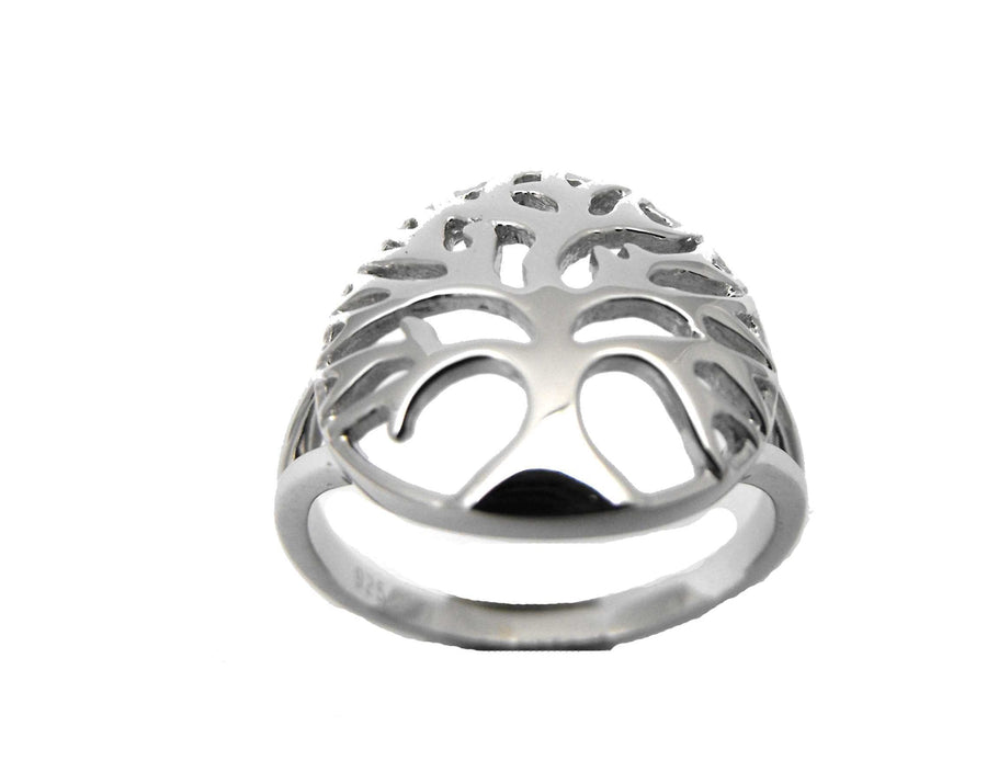 925 Tree of Life Ring. 14mm wide. Size M.