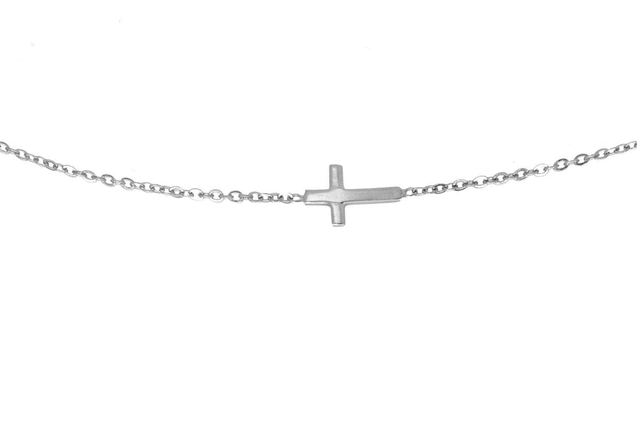 18k WG Italian Solid  Oval Link with Cross Chain 1.3mm wide 45cm  incl 3cm adjustable links   Approx 2.7g..