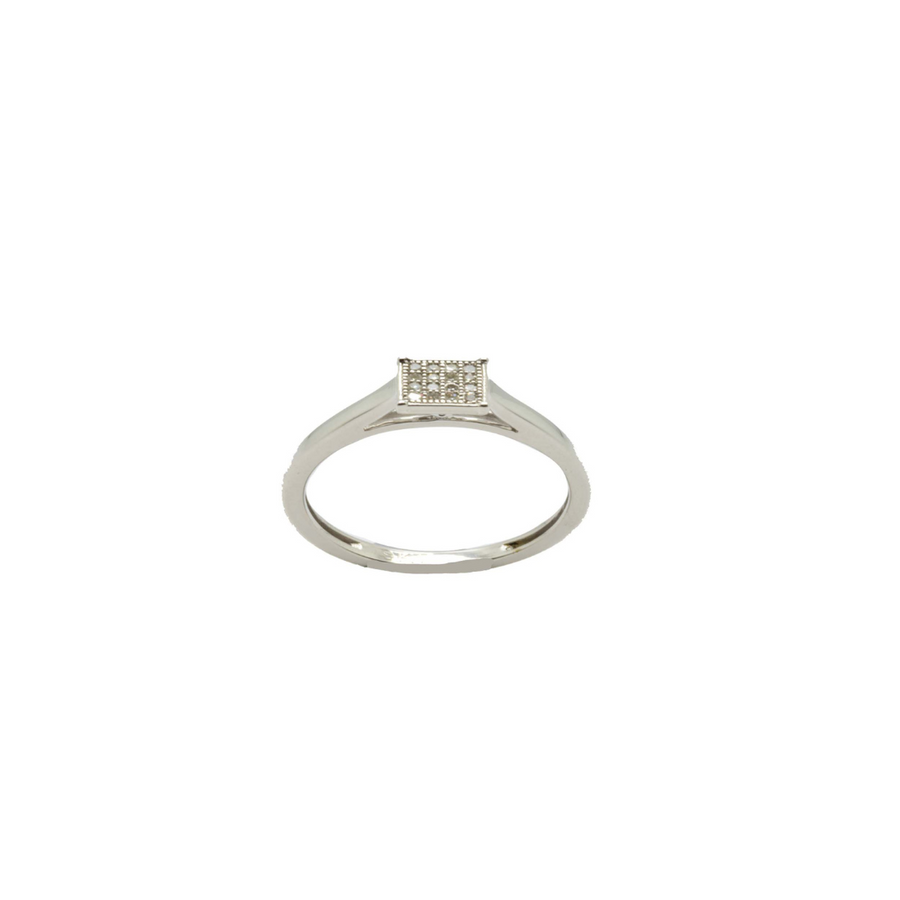 9k WG Micro Set Diamond Ring. 5.5mm..16D=0.075ct. Size M