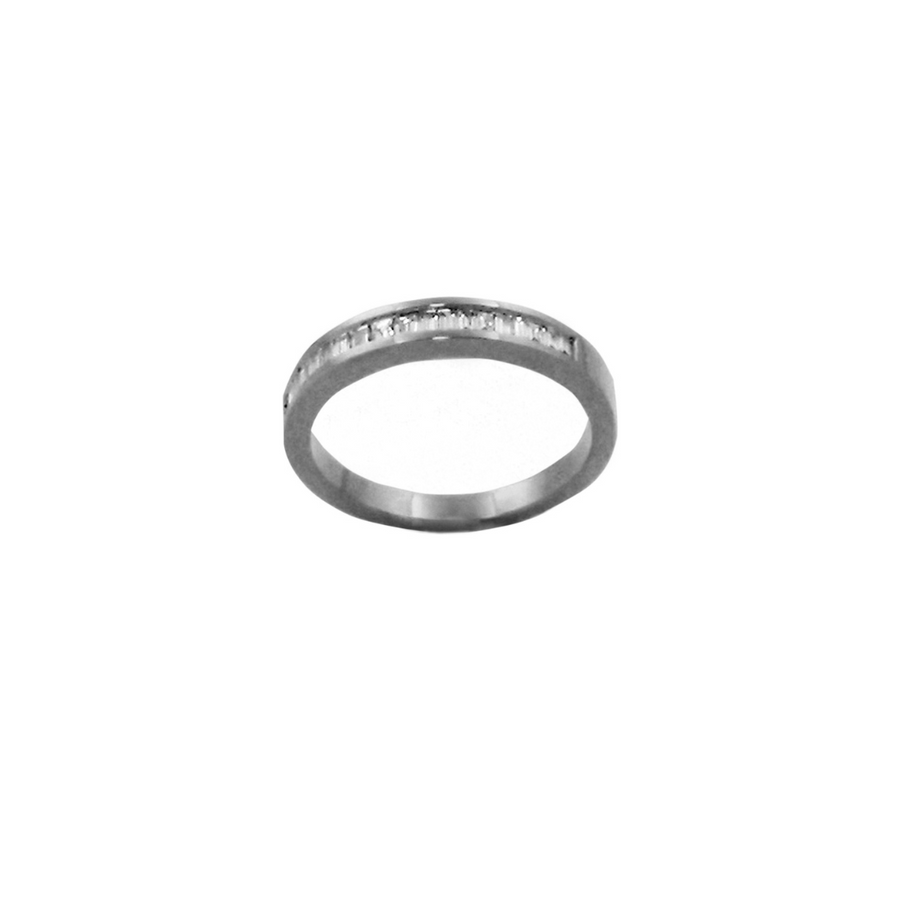 18k WG Band with Baguettes & Princess Cut Diamonds 13D =0.33ct  Size M.