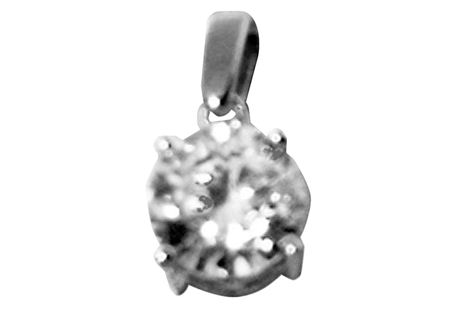 9k WG Circle Pendant 4 claw set with 1 CZ 6mm