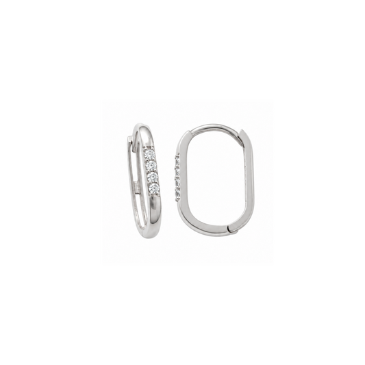 9k WG Diamond Oval Huggie Earrings