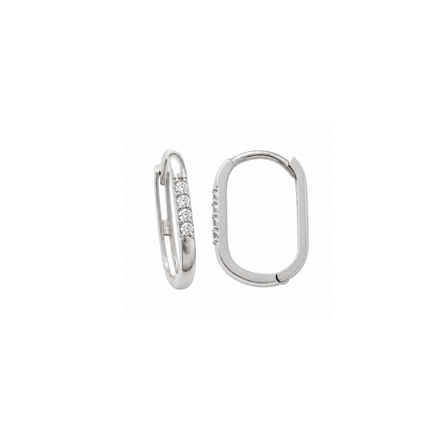 9k WG Diamond Oval Huggie Earrings