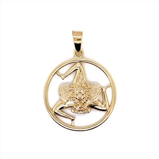 9k YG Solid Signor Trinacria Pendant 30mm (priced per gram)