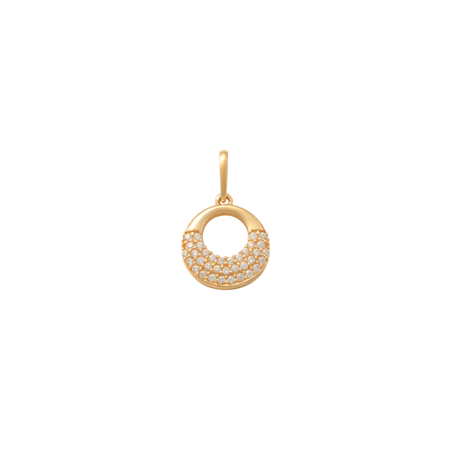 9k YG CZ Circle Pendant. 9.6mm