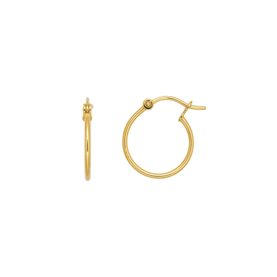 9k YG Round Hoop Earrings 20mm Diameter. Round Tube 2mm Wide