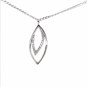 9k WG Marquise Shape Diamond Pendant with Chain
