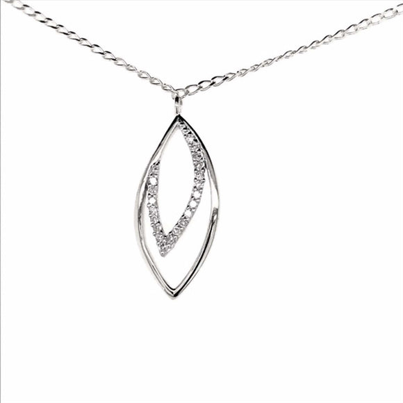 9k WG Marquise Shape Diamond Pendant with Chain