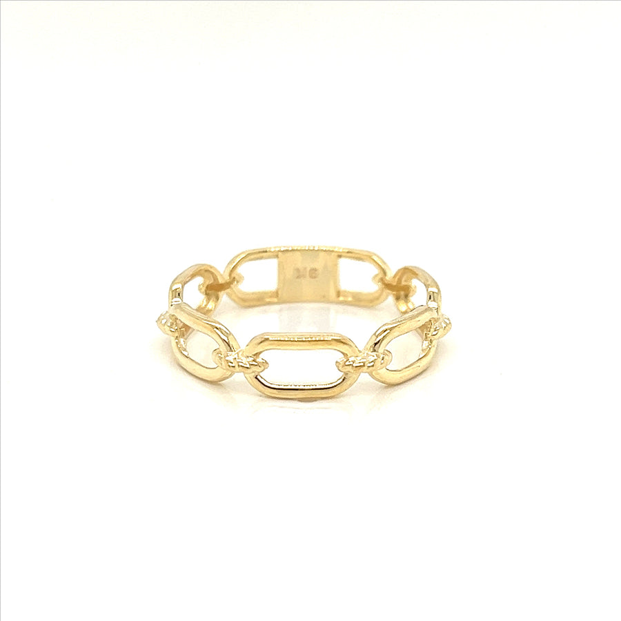9k YG Chain Link Gold Ring. 5mm. Size K