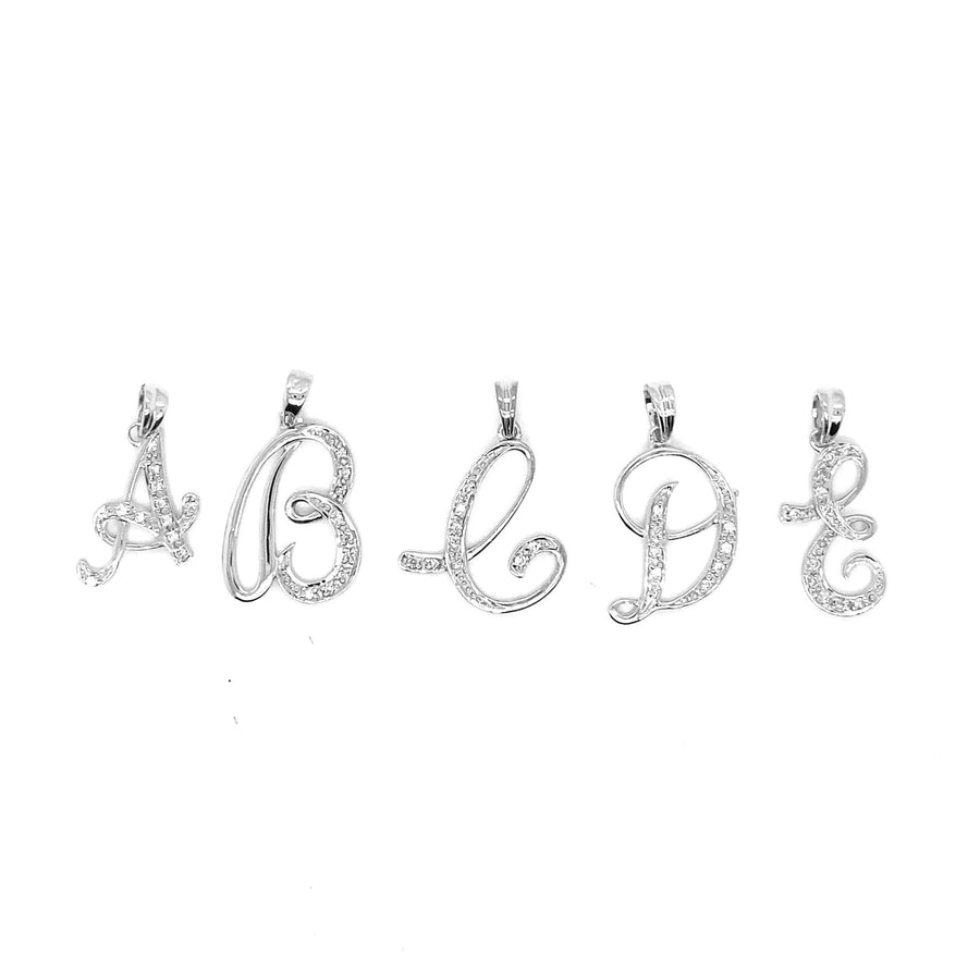 18k WG Diamond Script Letter Pendant O with 11D = 0.06ct 20mm