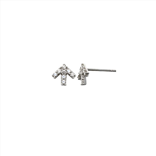 9k WG CZ Arrow Stud Earrings 6x6.9mm