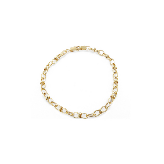 9k YG Solid Oval Belcher Fancy Bracelet 4.5mm wide 19cm . Approx 6.9g