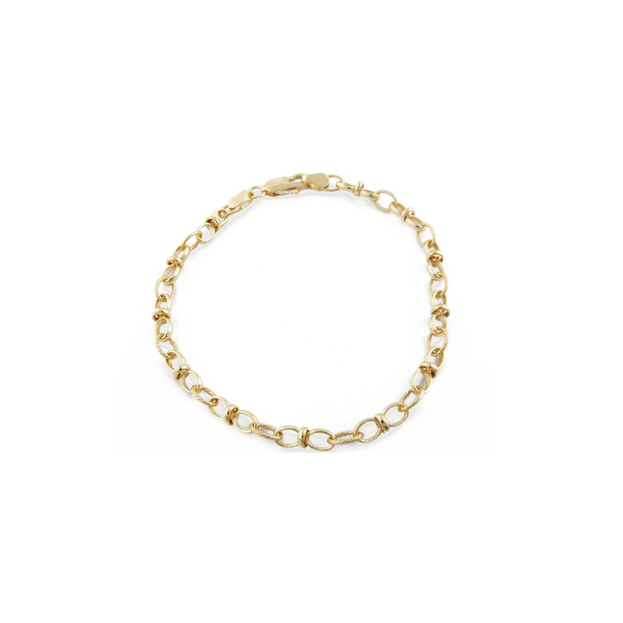 9k YG Solid Oval Belcher Fancy Bracelet 4.5mm wide 19cm . Approx 6.9g