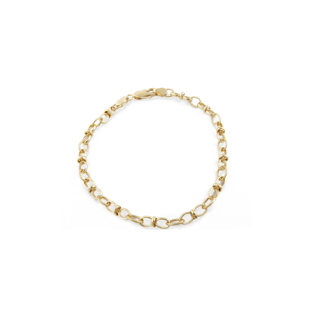 YG Oval Belcher Fancy Bracelet 4.5mm wide (priced per gram)
