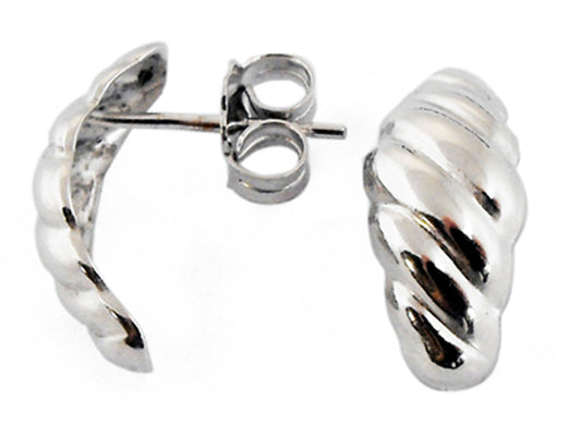 18k WG Oblong Domed Stud Earrings 16x6.4mm (priced per gram)