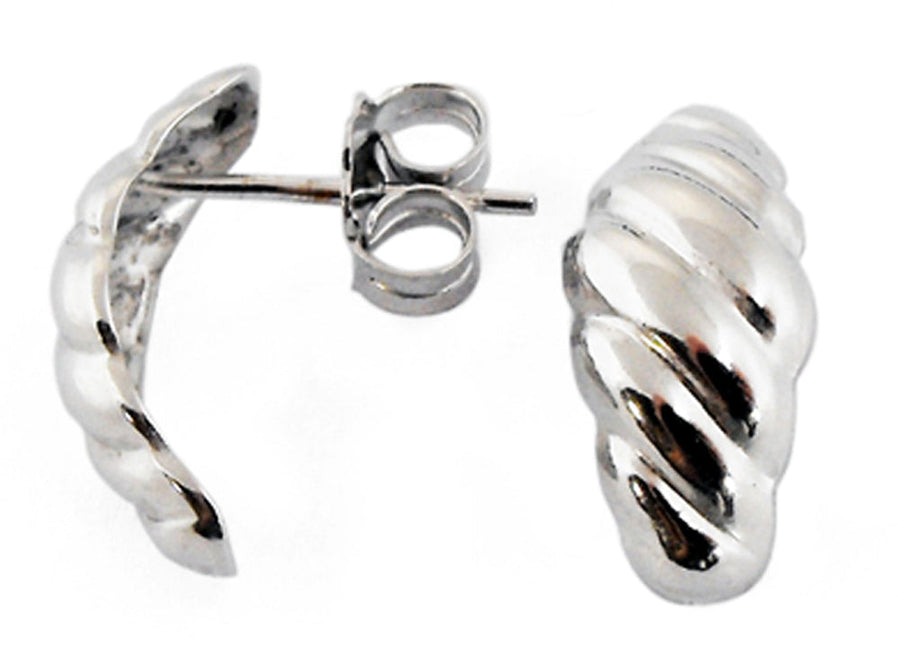 18k WG Oblong Domed Stud Earrings 16x6.4mm Wide Approx 1.90g