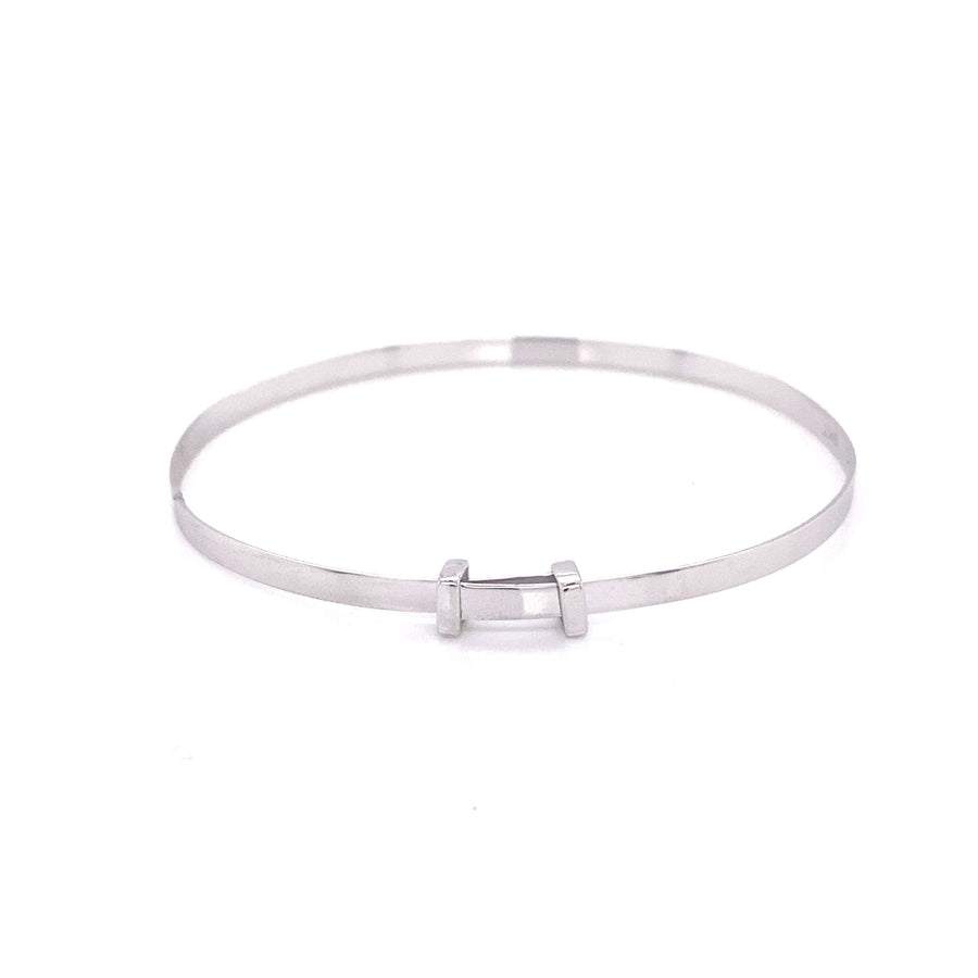 9k WG Solid Adjustable Baby Bangle 2.5mm wide.