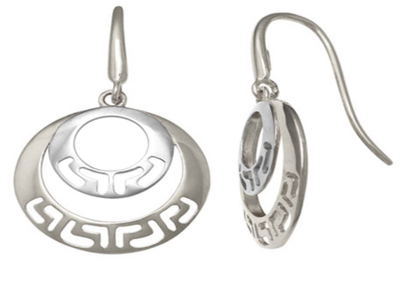 9k WG Greek Design Drop Shepherd Hook Earrings 12.3mm