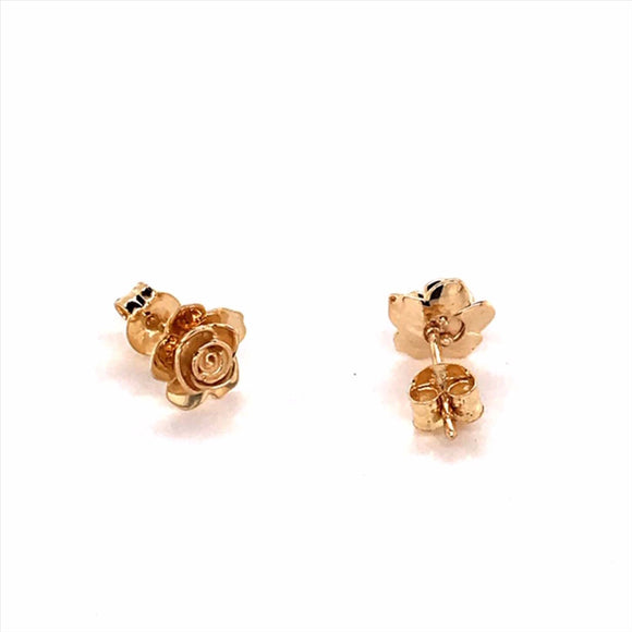 9k YG Rose Stud Earrings 7mm