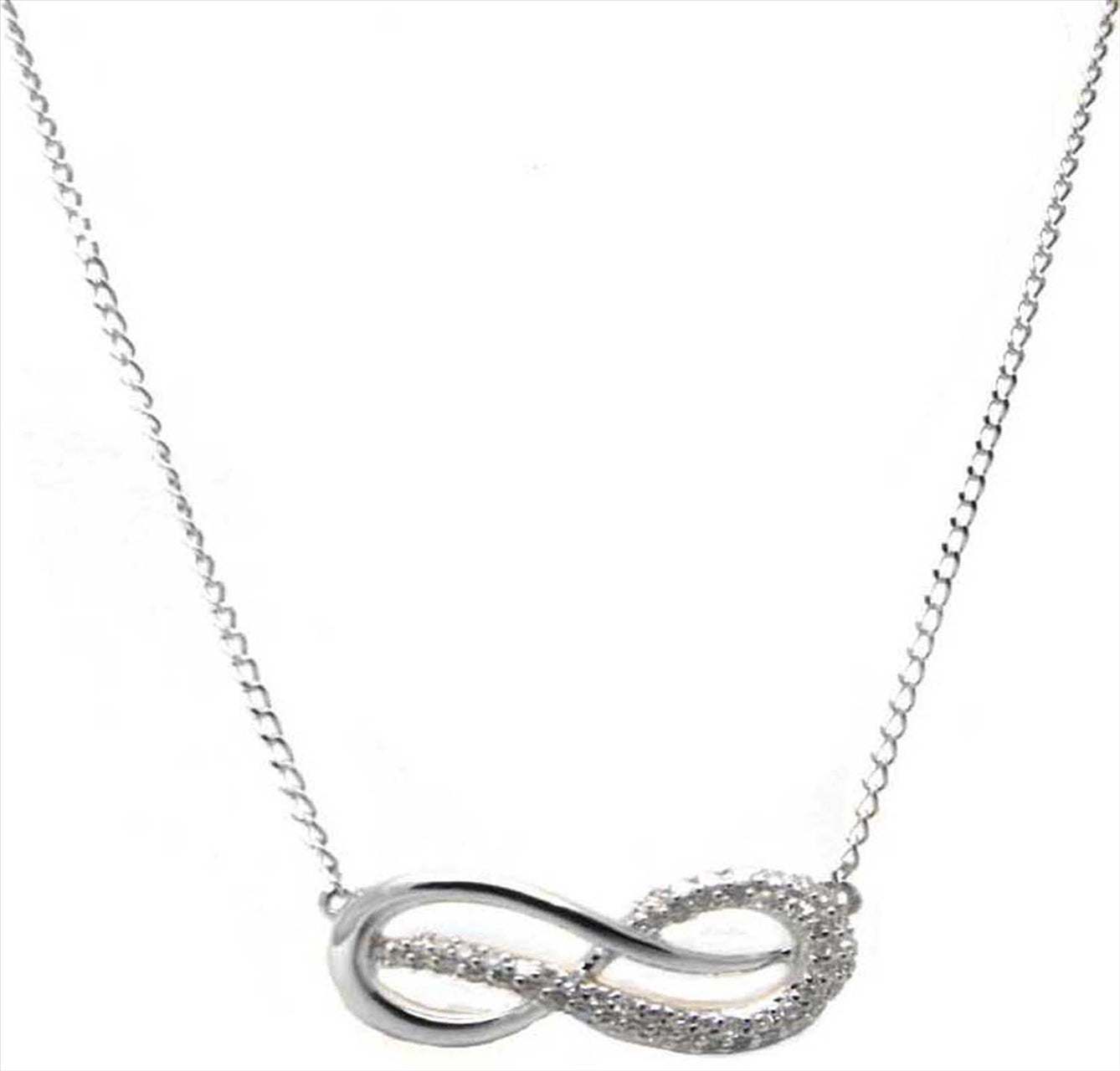 9k WG Infinity Diamond Pendant 53D=0.12ct with Chain