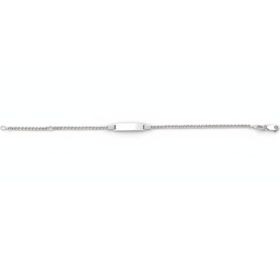 9k WG Italian Solid Anchor ID Bracelet 2.3mm wide 17cm (O ring at 14cm). Approx 2.23g.